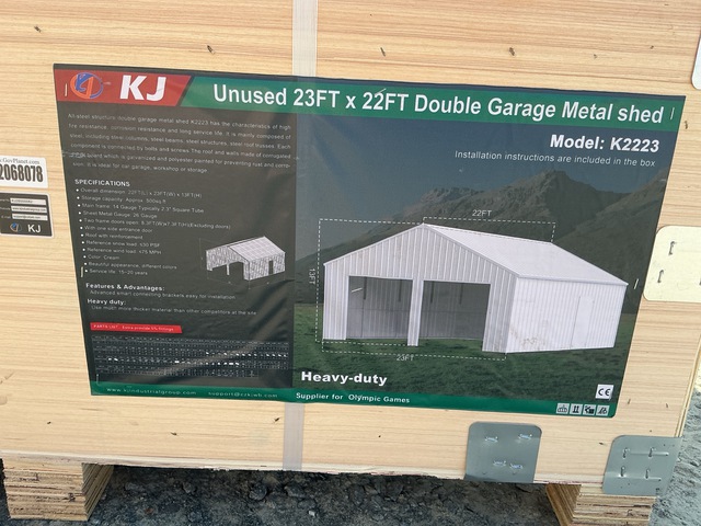 KJ K2223 Double Garage Metal Shed - Unused