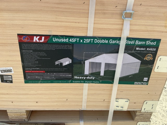 KJ K4525 Double Garage Steel Barn Shed - Unused