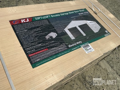 KJ K3325 Double Garage Steel Barn Shed - Unused