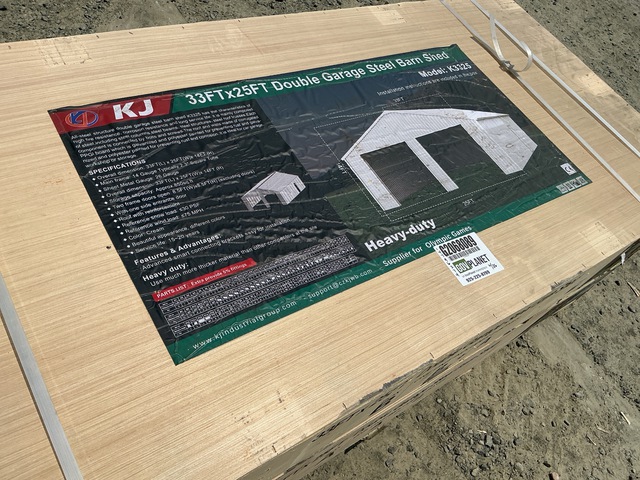 KJ K3325 Double Garage Steel Barn Shed - Unused