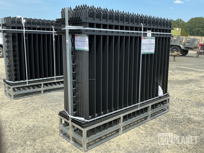 (22) Pieces of Powder Coated Steel Fence w/(23) Post Connectors - Unused