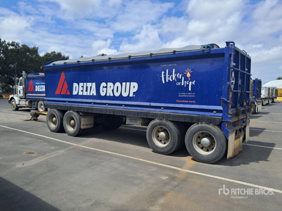 2008 Hamlex 7.7 m Quad Dog Drawbar End Dump Trailer