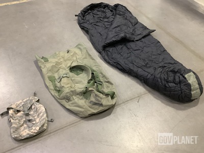 (64) Sustainment Pouches, (21) Duffel Bags, (12) Sleeping Bags & Assorted Items
