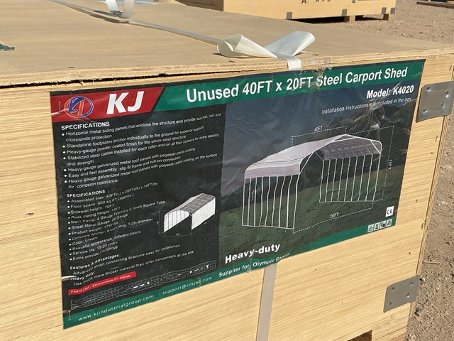 KJ K4020 Steel Carport Shed - Unused KJ K4020 Steel Carport Shed - Unused