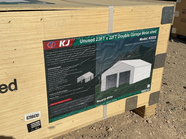 KJ K2223 Double Garage Metal Shed - Unused KJ K2223 Double Garage Metal Shed - Unused