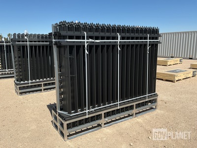 (22) Pieces of Powder Coated Steel Fence w/(23) Post Connectors - Unused