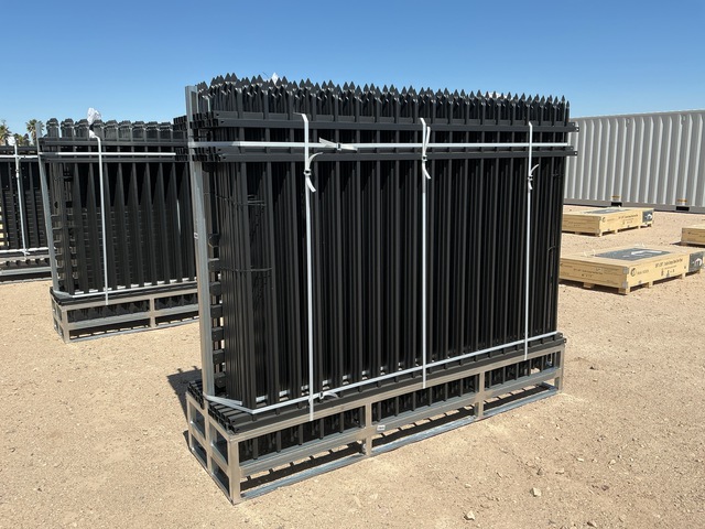 (22) Pieces of Powder Coated Steel Fence w/(23) Post Connectors - Unused