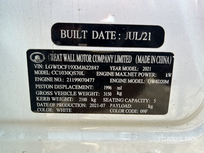 2021 GWM Haval Cannon 4x4 Dual Cab Pickup