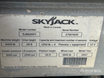 2007 Skyjack SJ2668 Scissor Lift