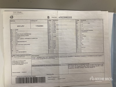 2017 Volvo FH500 S/A Sleeper Truck Tractor