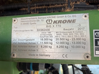 2017 Krone BIG X 770-3 4WD Ensileuse Faucheuse autotractée