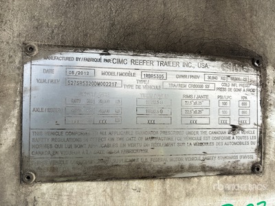 2013 Vanguard T/A 53 ft Refrigerated Trailer