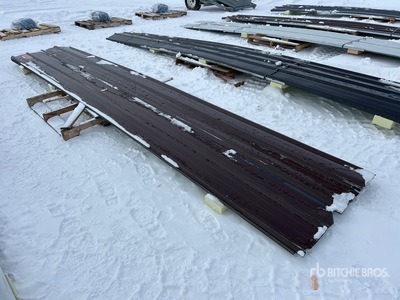 Quantity of (30) 16 Ft x 3 Ft Brown Metal Roof Panels (Unused)