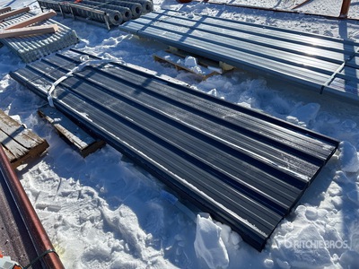Quantity of (70) 12 Ft x 3 Ft Grey Metal Roof Panels (Unused)