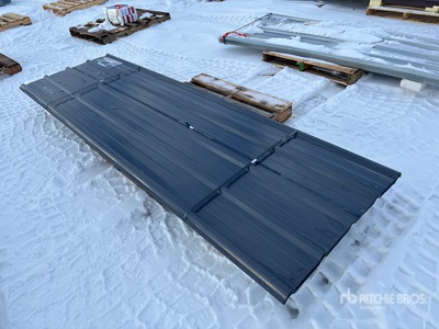 Quantity of (30) 9 ft 8 in x 3 ft Grey Metal Roof Panels (Unused)