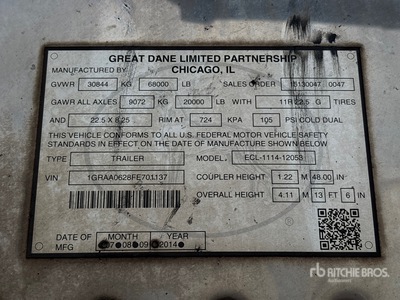 2015 Great Dane 53 ft x 102 in T/A Przyczepa chłodnia