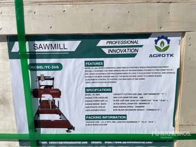 2026 AGT YC-26G Portable Sawmill (Unused)