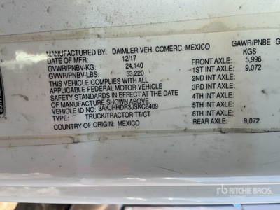 2018 Freightliner Cascadia 126 6x4 T/A Sleeper Truck Tractor