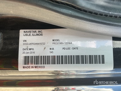 2017 International ProStar+ 6x4 T/A Sleeper Truck Tractor