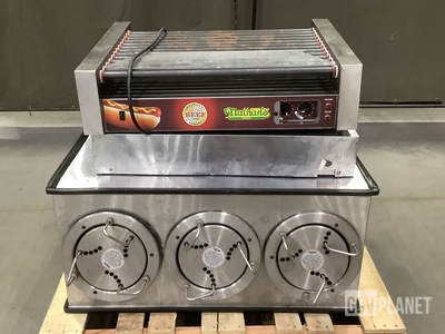 (1) Nathan's RR48X Roller Grill & (1) APW Wyott Dish Cart