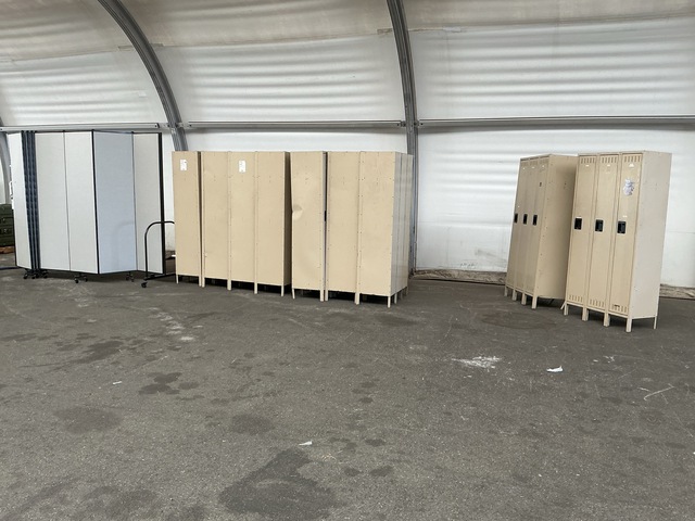 (9) Storage Lockers & (1) Screen Flex Portable Room Divider