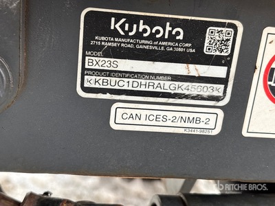 2020 Kubota BX23S Backhoe utiliteit Tractor