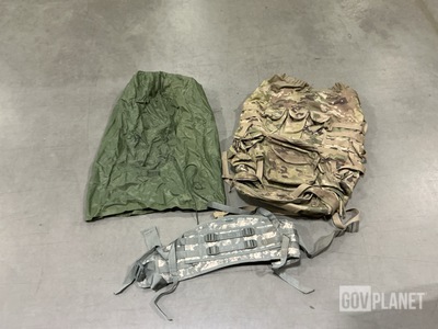 (86) Clothing Bags, (8) Field Packs, (21) Molded Waist Belts & Assorted Items