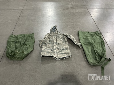 (14) Clothing Bags, (2) Camouflage Parkas, (76) Duffel Bags & Assorted Items