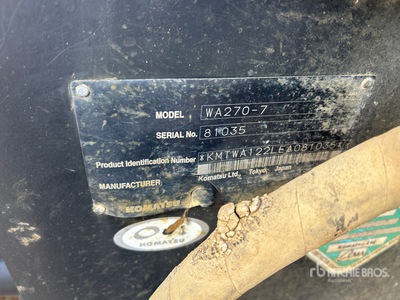 2016 Komatsu WA270-7 Chargeuse sur pneus