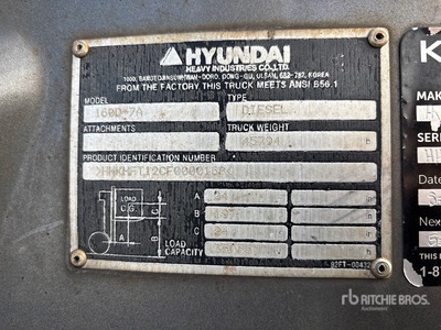 2015 Hyundai HX160D-7A 35053 lb Pneumatic Tire Forklift