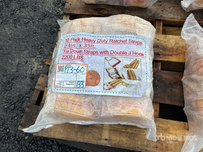 Quantity of (10) 2.4 in x 33 ft Yellow Heavy Duty Ratchet Straps (Unused)