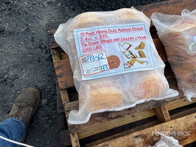 Quantity of (10) 2.4 in x 33 ft Yellow Heavy Duty Ratchet Straps (Unused)