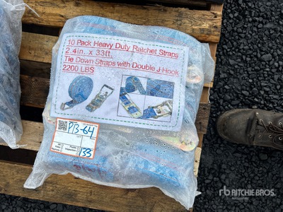 Quantity of (10) 2.4 in x 33 ft Blue Heavy Duty Ratchet Straps (Unused)
