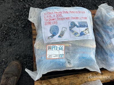 Quantity of (10) 2.4 in x 33 ft Blue Heavy Duty Ratchet Straps (Unused)