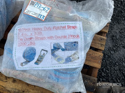 Quantity of (10) 2.4 in x 33 ft Blue Heavy Duty Ratchet Straps (Unused)