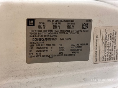 2013 Chevrolet 2500 Express Cargo Van