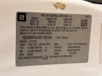 2013 Chevrolet 2500 Express Cargo Van