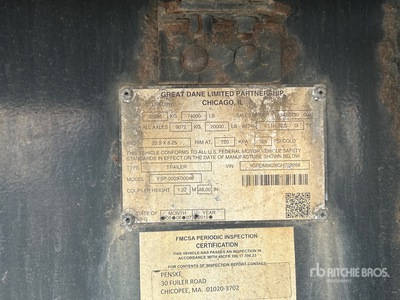 2016 Great Dane 53 ft T/A Flatbed Trailer