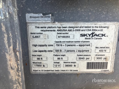2016 Skyjack SJ86T 4WD Diesel Plataforma Elevadora Telescópica