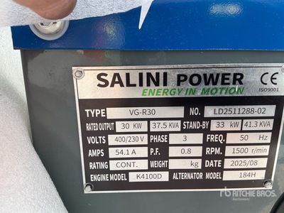 2025 Salini VG-R30 Skid-Mounted Generator Set (Unused)
