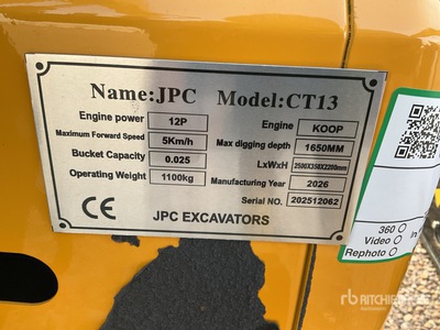 2025 JPC CT13 Mini Excavadora (Unused)