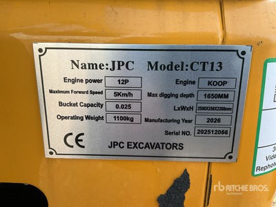 2025 JPC CT13 Mini Excavadora (Unused)