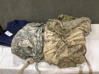 (22) Tarpaulins, (18) Uniform Coats, (5) Large Field Pack Sets & Assorted Items