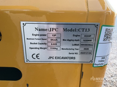 2025 JPC CT13 Mini Excavadora (Unused)