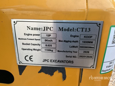 2025 JPC CT13 Mini Excavadora (Unused)
