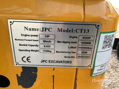 2025 JPC CT13 Mini Excavadora (Unused)