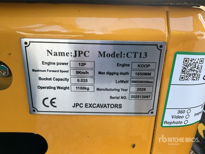 2025 JPC CT13 Mini Excavadora (Unused)