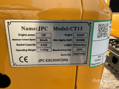 2025 JPC CT13 Mini Excavadora (Unused)