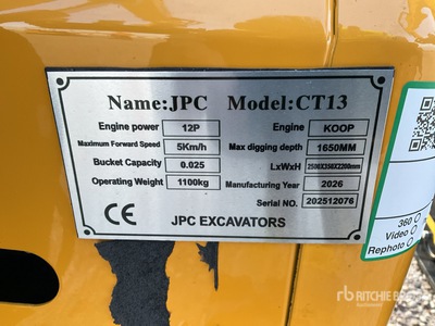 2025 JPC CT13 Mini Excavadora (Unused)