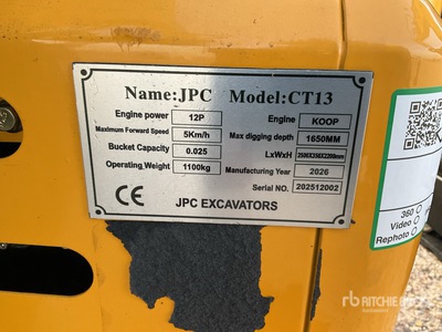 2025 JPC CT13 Mini Excavadora (Unused)